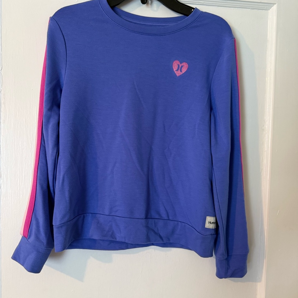 Hurley Blue and Pink Sweatshirt Relaxed Fit Crew Neck